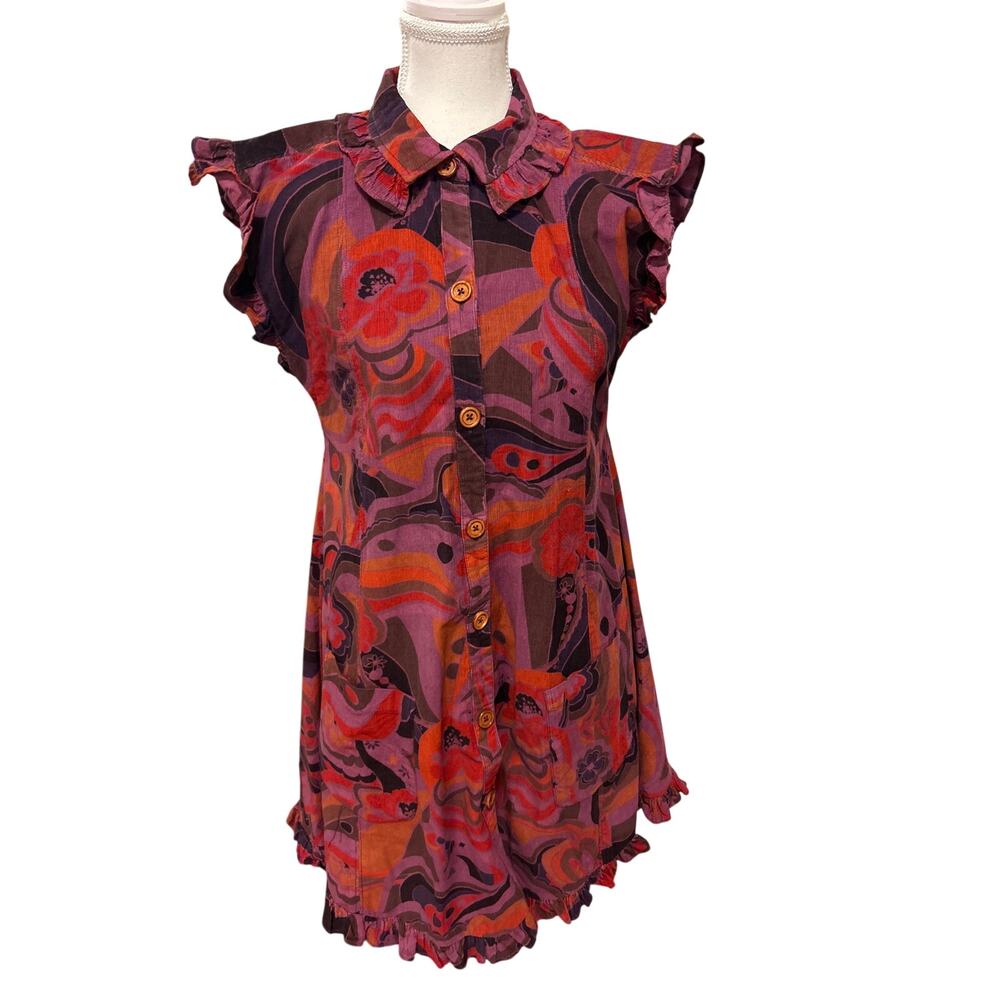 Free People | Sunny Days Pink/Purple Corduroy Mini Dress | XS
